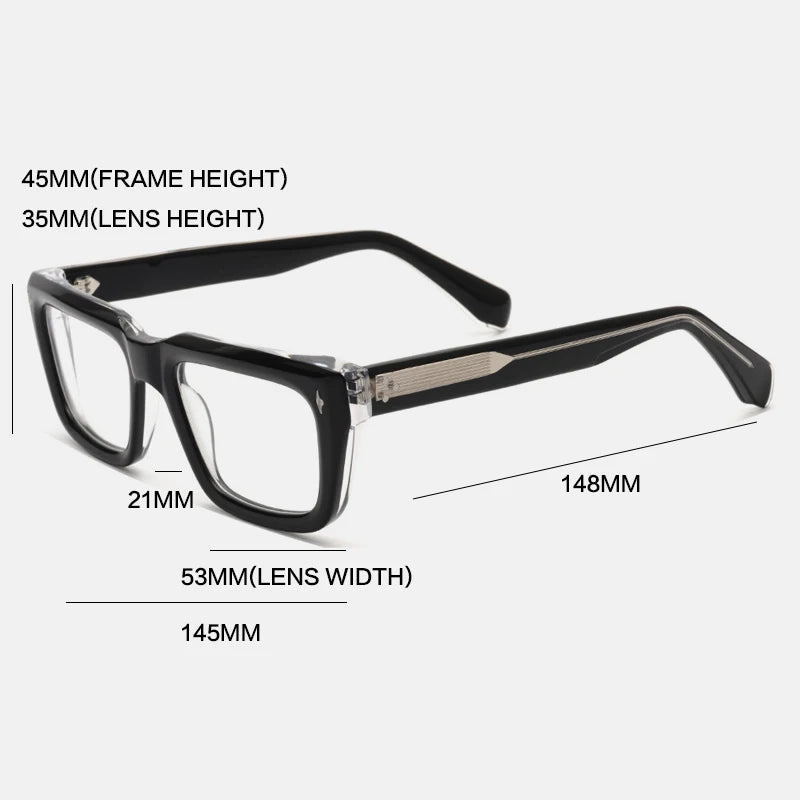 Gatenac Unisex Full Rim Square Acetate Eyeglasses Gxyj1200 Full Rim Gatenac