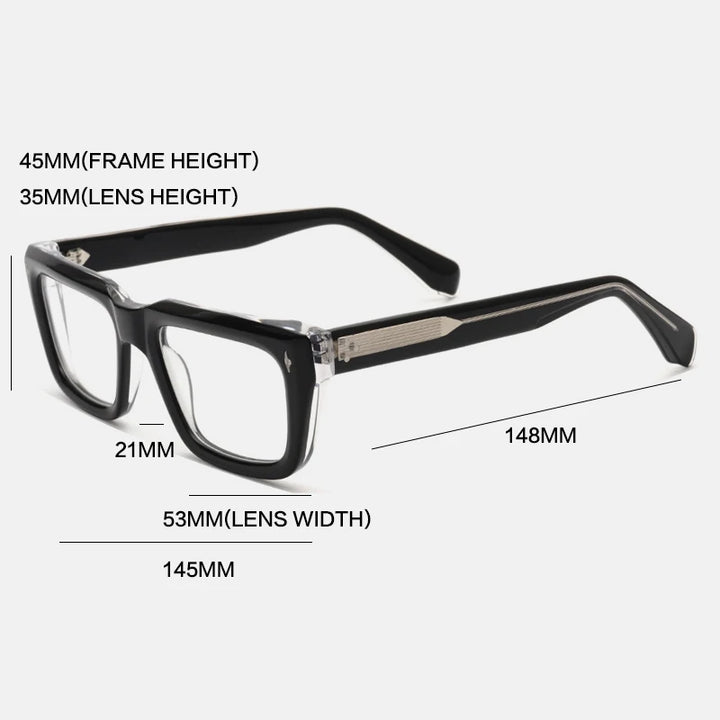 Gatenac Unisex Full Rim Square Acetate Eyeglasses Gxyj1200 Full Rim Gatenac