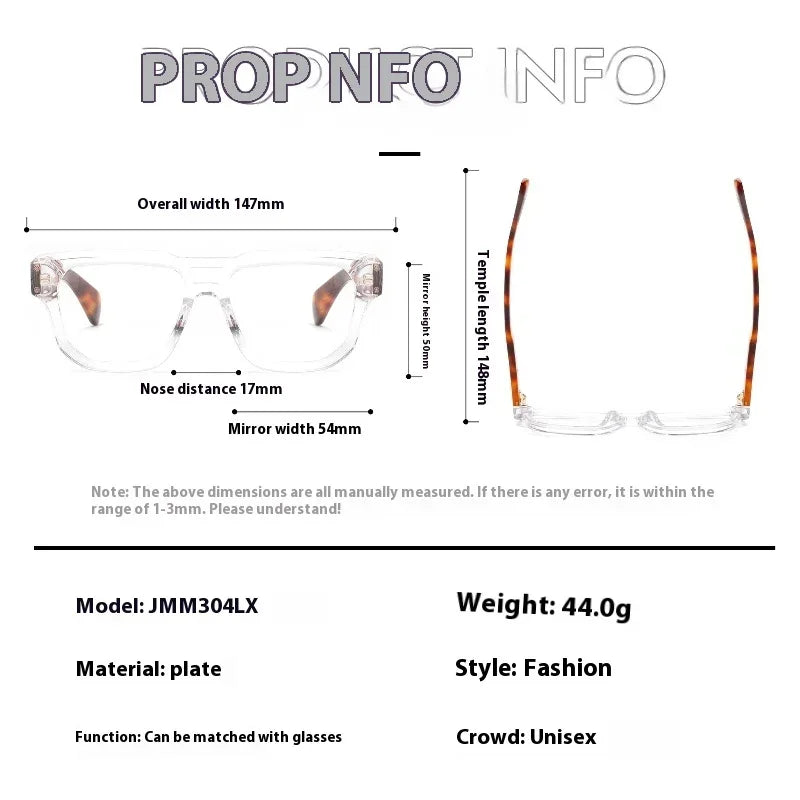 Aror Men's Full Rim Square Double Bridge Acetate Eyeglasses 49304 Full Rim Aror