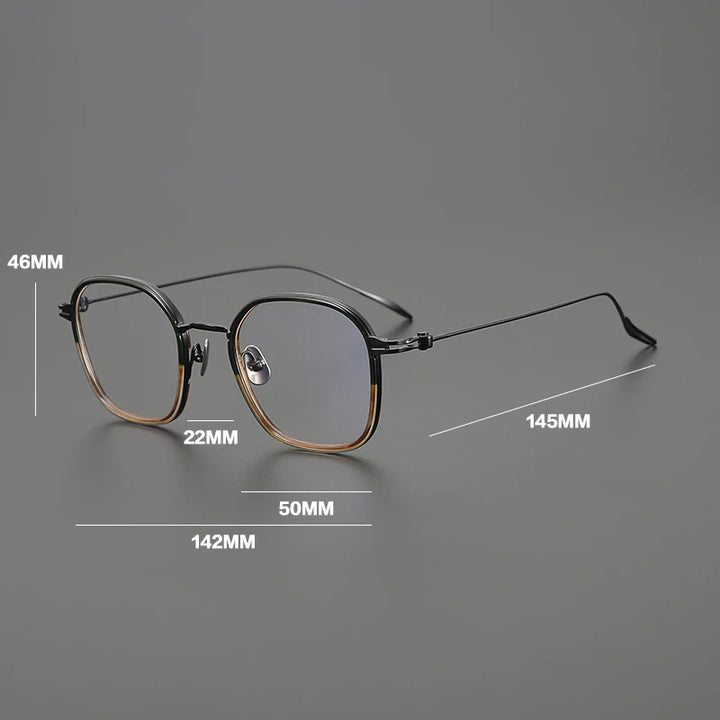 Gatenac Unisex Full Rim Square Acetate Titanium Eyeglasses Gxyj1572