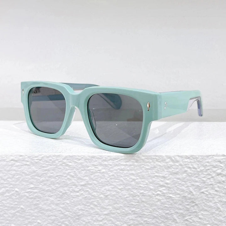Hewei Unisex Full Rim Square Acetate Sunglasses 0029 Sunglasses Hewei blue-black as picture 