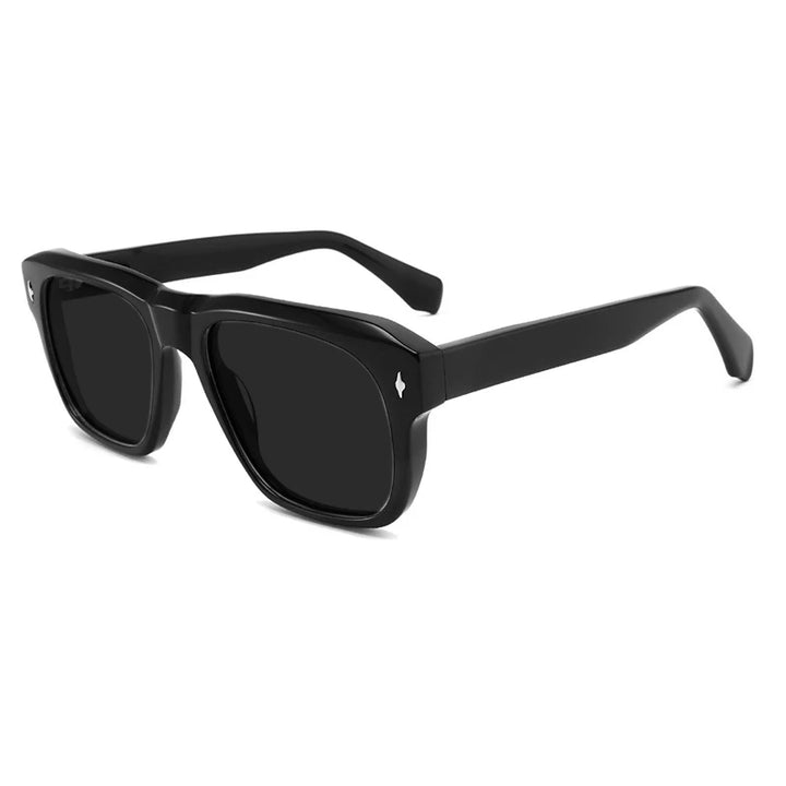 Gatenac Unisex Full Rim Square Polarized Acetate Sunglasses Mo16 Sunglasses Gatenac Black Gray