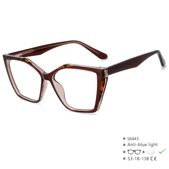 CCspace Unisex Full Rim Large Square Tr 90 Titanium Eyeglasses 56443 Full Rim CCspace C2Brown