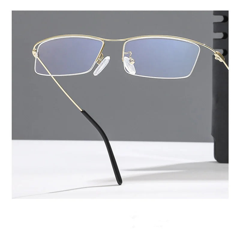 Hdcrafter Unisex Semi Rim Browline Square Titanium Eyeglasses 6688 Semi Rim Hdcrafter Eyeglasses