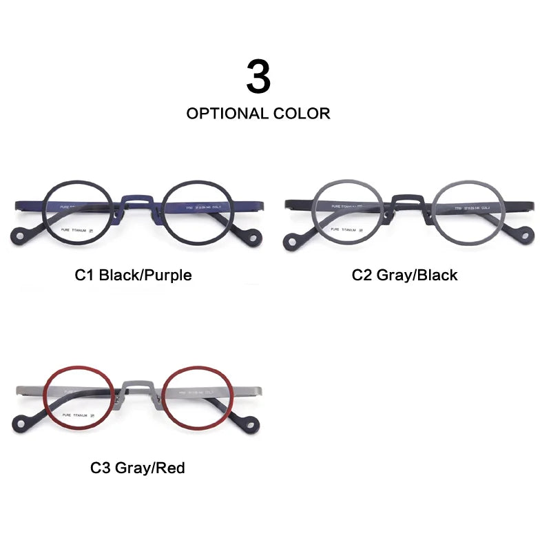 Muzz Unisex Full Rim Small Round Titanium Eyeglasses T7753 Full Rim Muzz