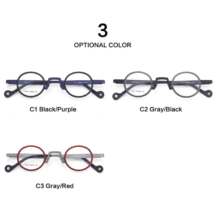 Muzz Unisex Full Rim Small Round Titanium Eyeglasses T7753 Full Rim Muzz