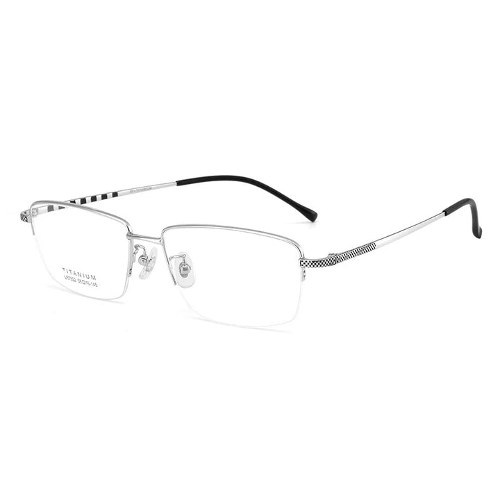 Bclear Men's Semi Rim Big Square Titanium Eyeglasses 7822 Full Rim Bclear Silver