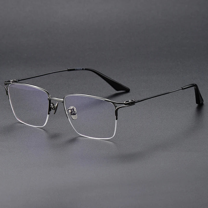 Oveliness Unisex Semi Rim Square Titanium Eyeglasses 8002 Semi Rim Oveliness gun  