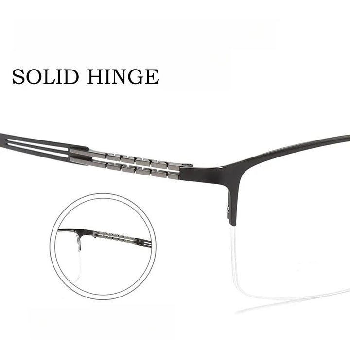 Yimaruili Men's Semi Rim Big Square Alloy Eyeglasses 34082 Semi Rim Yimaruili Eyeglasses