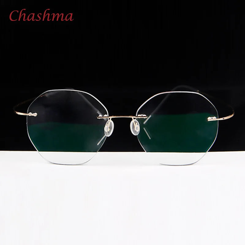 Chashma Ochki Unisex Rimless Cat Eye 2g Titanium Eyeglasses 003 Rimless Chashma Ochki Shape A