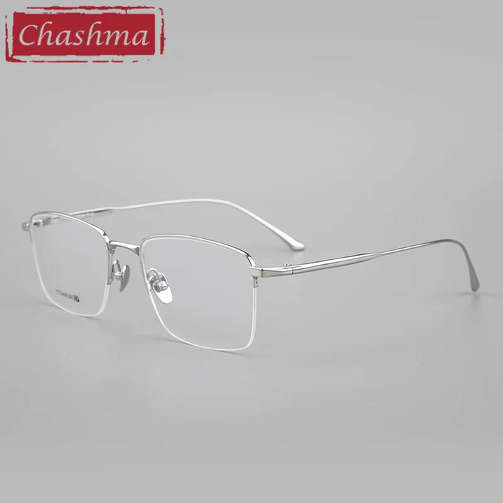 Chashma Ottica Men's Semi Rim Square Titanium Eyeglasses 3812 Semi Rim Chashma Ottica Silver  