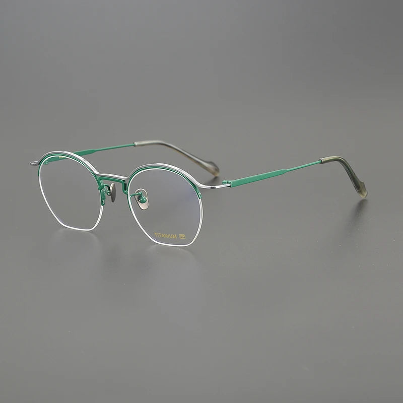 Nobler Unisex Semi Rim Round Titanium Eyeglasses 190035 Semi Rim Nobler C3