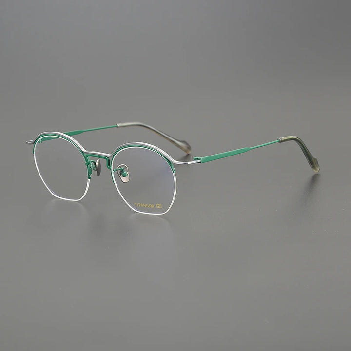 Nobler Unisex Semi Rim Round Titanium Eyeglasses 190035 Semi Rim Nobler C3