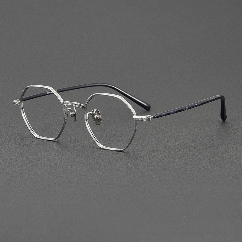 Black Mask Women's Full Rim Polygon Oval Titanium Eyeglasses 63040