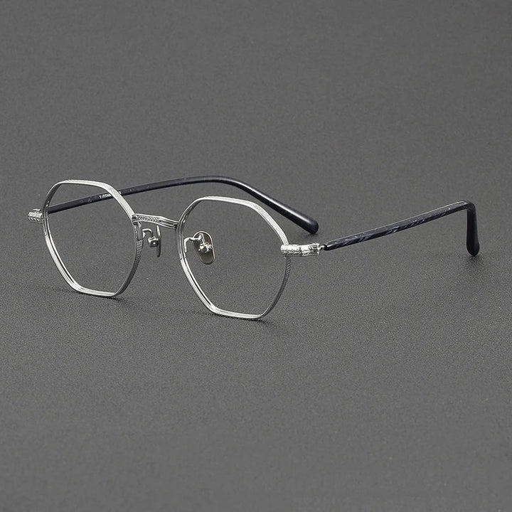 Black Mask Women's Full Rim Polygon Oval Titanium Eyeglasses 63040