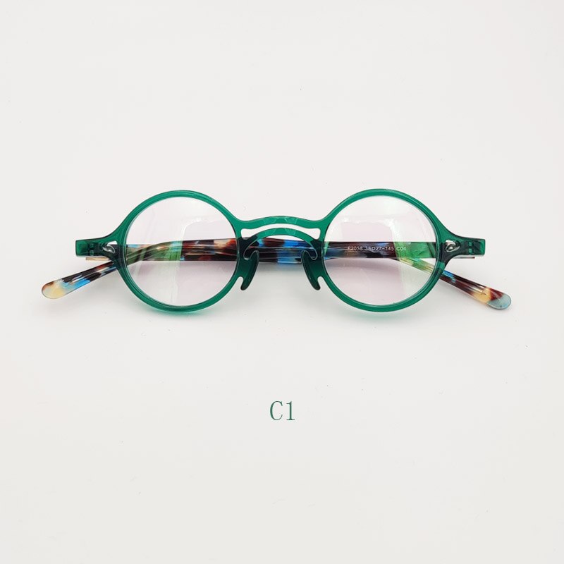 Yujo Unisex Full Rim Small Round Titanium Acetate Eyeglasses Or Polarized Sunglasses Full Rim Yujo C1 China