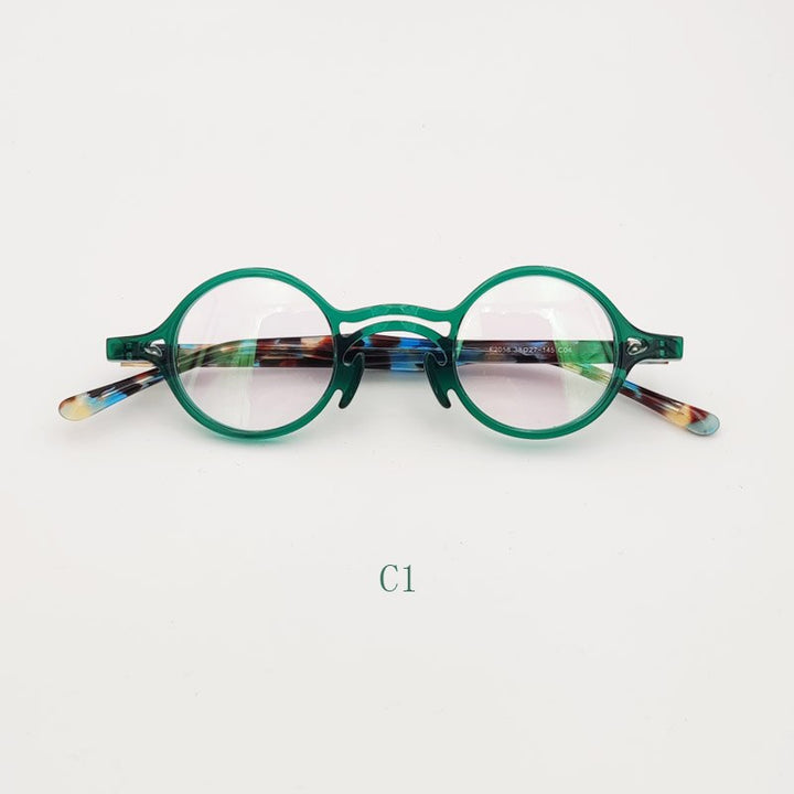 Yujo Unisex Full Rim Small Round Titanium Acetate Eyeglasses Or Polarized Sunglasses Full Rim Yujo C1 China
