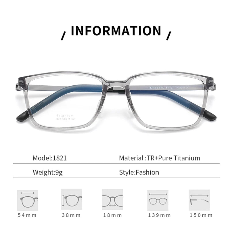 Xbora Unisex Full Rim Square Tr 90 Titanium Eyeglasses 71821