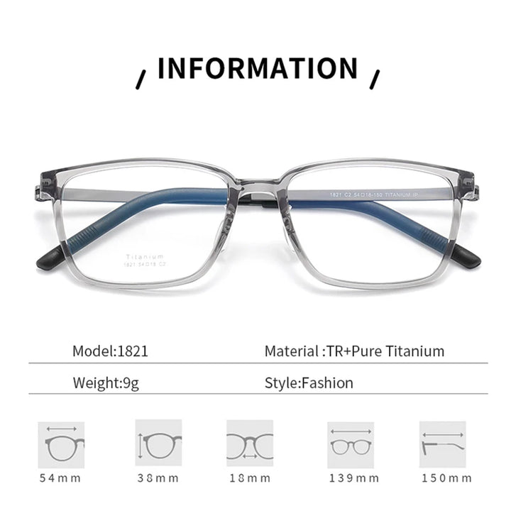 Xbora Unisex Full Rim Square Tr 90 Titanium Eyeglasses 71821