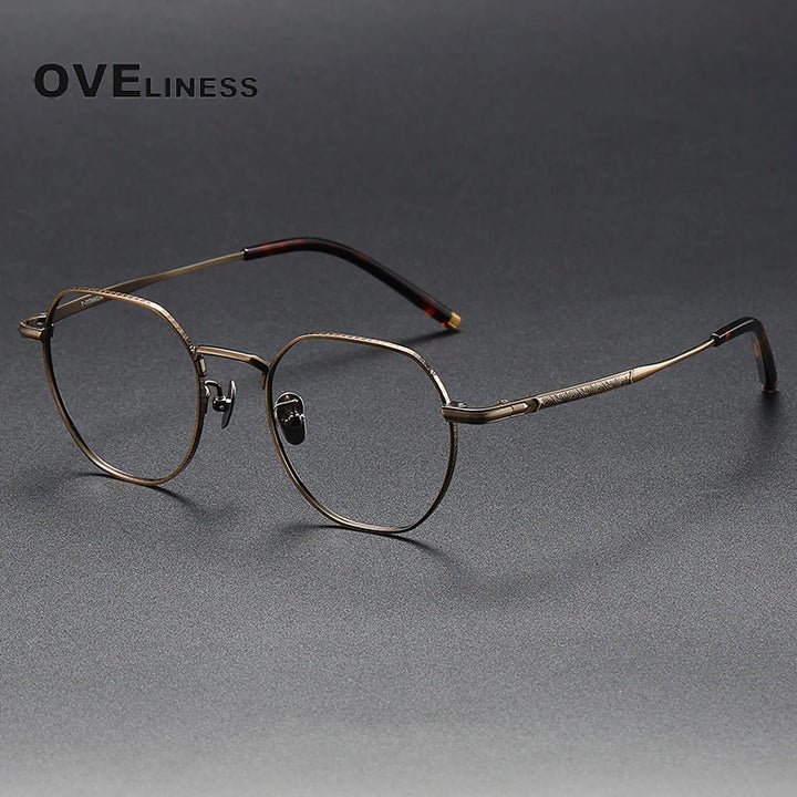 Oveliness Unisex Full Rim Polygon Titanium Eyeglasses 80882 Full Rim Oveliness bronze