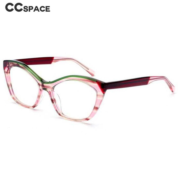 CCspace Unisex Full Rim Cat Eye Acetate Fiber Eyeglasses 56527 Full Rim CCspace