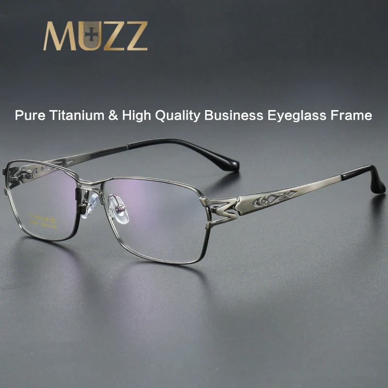 Muzz Men's Full Rim Square Double Bridge Titanium Acetate Eyeglasses 46197
