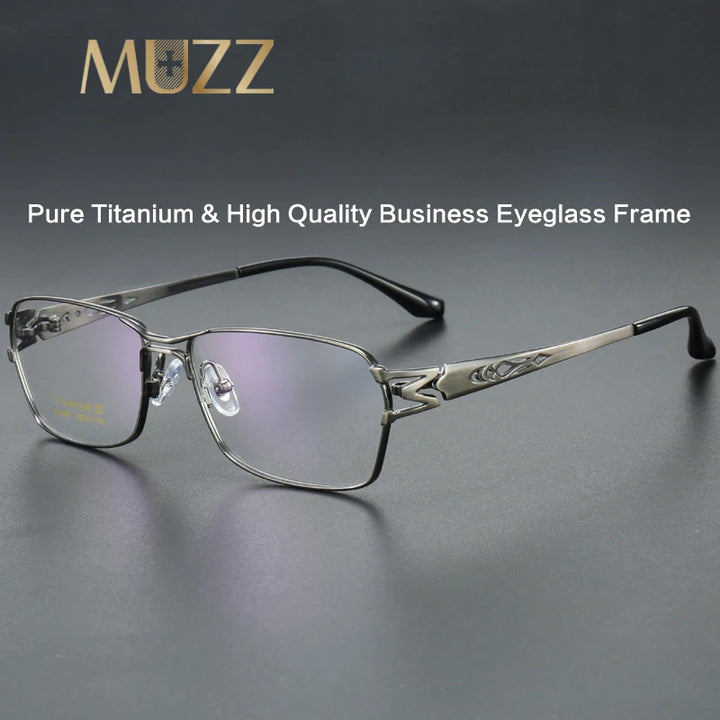 Muzz Men's Full Rim Square Double Bridge Titanium Acetate Eyeglasses 46197