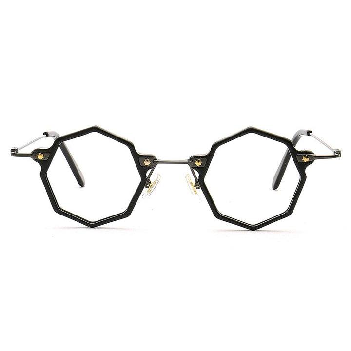 Muzz Unisex Full Rim Small Polygon Acetate Alloy Eyeglasses 013 Full Rim Muzz C1