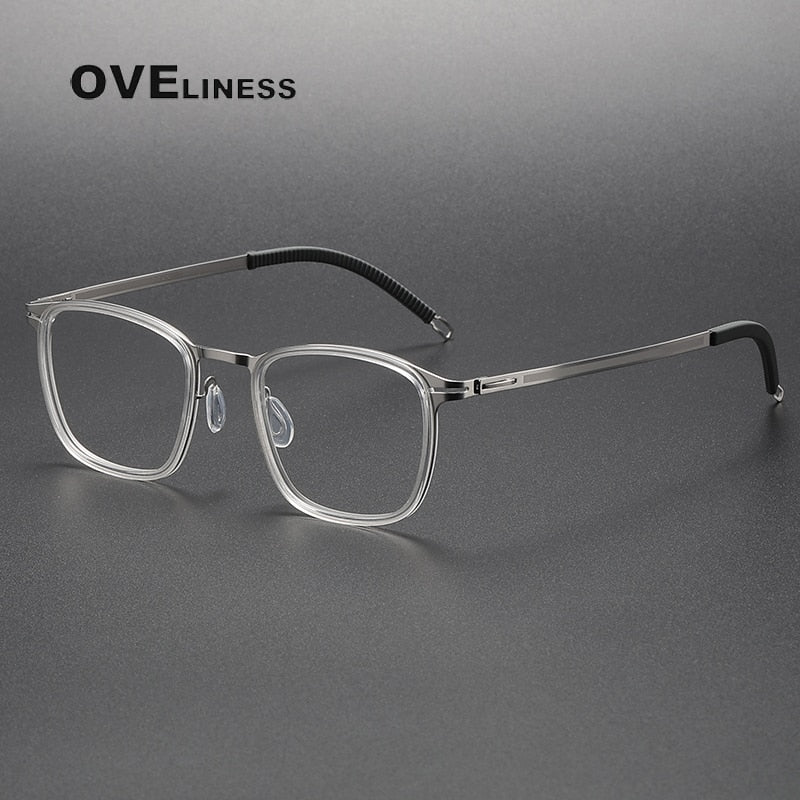 Oveliness Unisex Full Rim Square Screwless Titanium Acetate Eyeglasses 8202315 Full Rim Oveliness