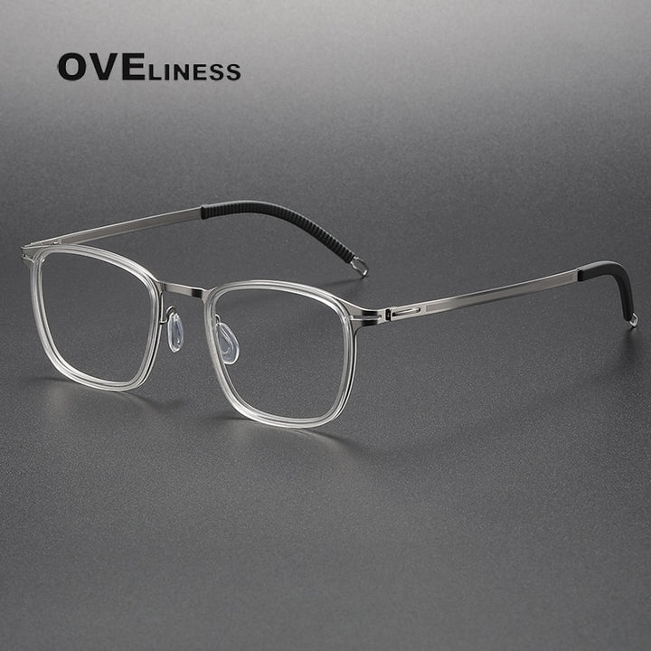 Oveliness Unisex Full Rim Square Screwless Titanium Acetate Eyeglasses 8202315 Full Rim Oveliness   