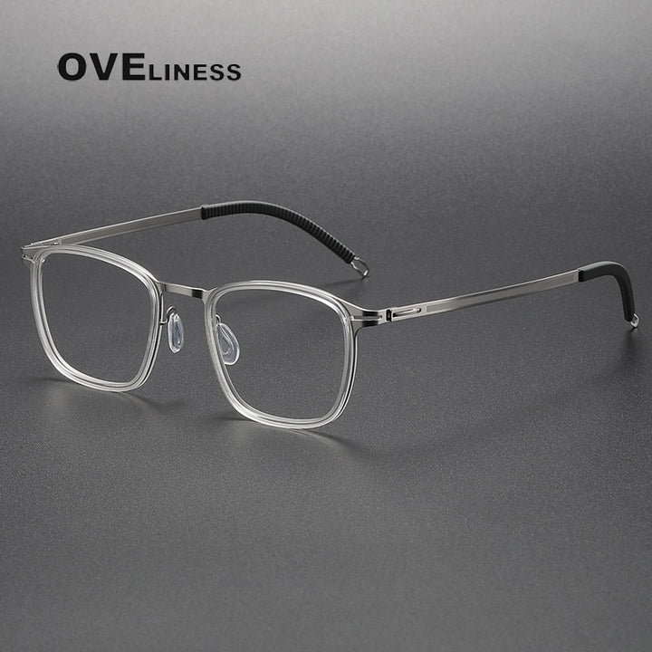 Oveliness Unisex Full Rim Square Screwless Titanium Acetate Eyeglasses 8202315 Full Rim Oveliness