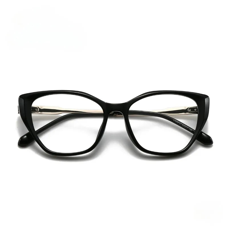 Hewei Women's Full Rim Square Cat Eye Acetate Titanium Eyeglasses 41049