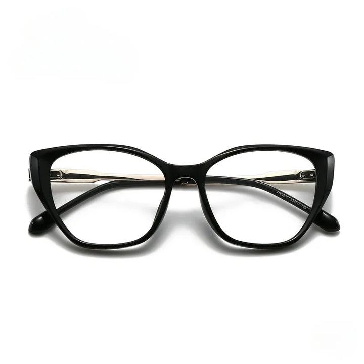 Hewei Women's Full Rim Square Cat Eye Acetate Titanium Eyeglasses 41049