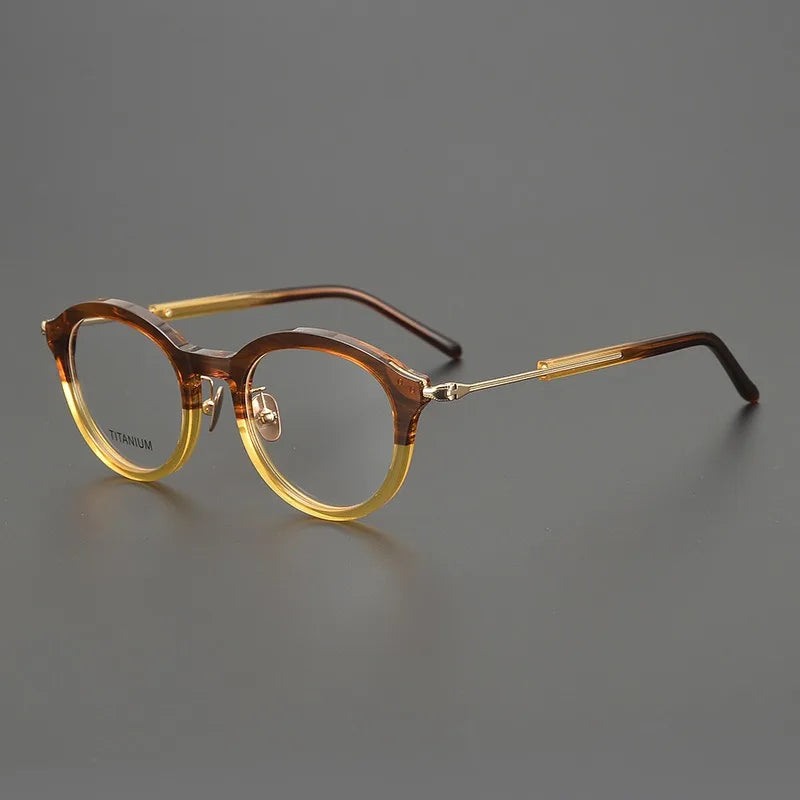 Hewei Unisex Full Rim Oval Square Titanium Acetate Eyeglasses 482141 Full Rim Hewei