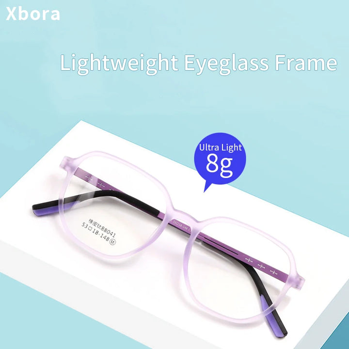Xbora Unisex Full Rim Polygon Oval Tr 90 Titanium Eyeglasses 88041
