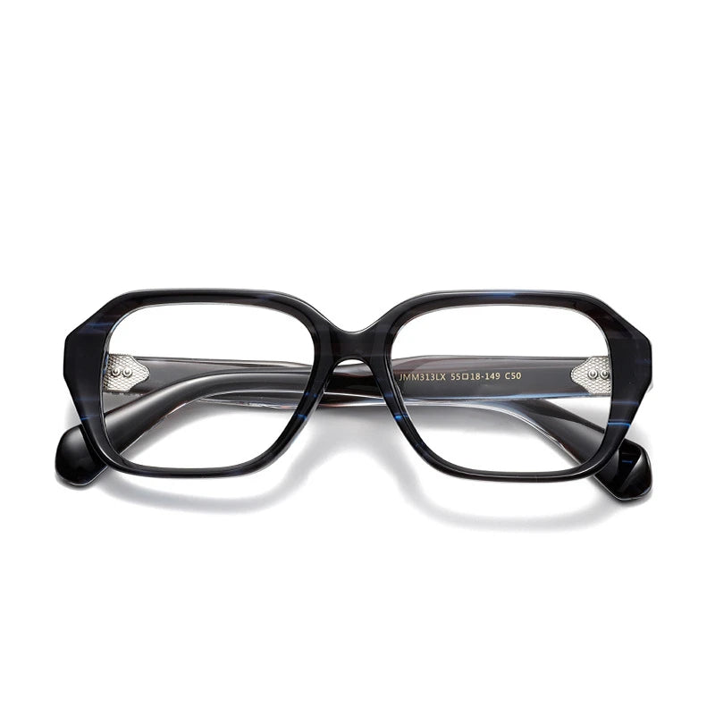 Aror Unisex Full Rim Flat Top Square Thick Acetate Eyeglasses 842313 Full Rim Aror black blue frame