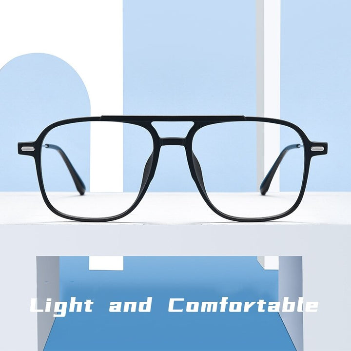Yimaruili Unisex Full Rim Square Double Bridge Tr 90 Titanium Eyeglasses 98008f Full Rim Yimaruili Eyeglasses
