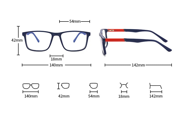 CCspace Unisex Full Rim Square Tr 90 Titanium Eyeglasses 57307 Full Rim CCspace