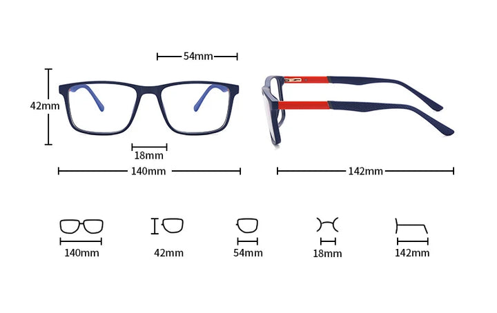 CCspace Unisex Full Rim Square Tr 90 Titanium Eyeglasses 57307 Full Rim CCspace