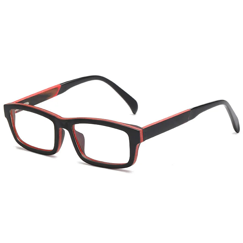 Hdcrafter Men's Full Rim Square Wood Spring Hinge Eyeglasses 5636 Full Rim Hdcrafter Eyeglasses Grey-1
