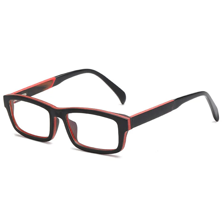 Hdcrafter Men's Full Rim Square Wood Spring Hinge Eyeglasses 5636 Full Rim Hdcrafter Eyeglasses Grey-1
