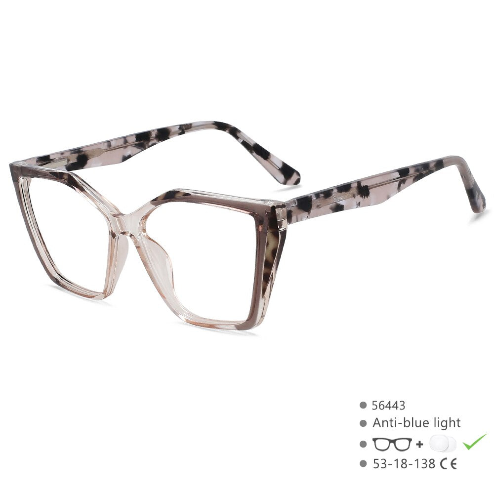 CCspace Unisex Full Rim Large Square Tr 90 Titanium Eyeglasses 56443 Full Rim CCspace C1Grey