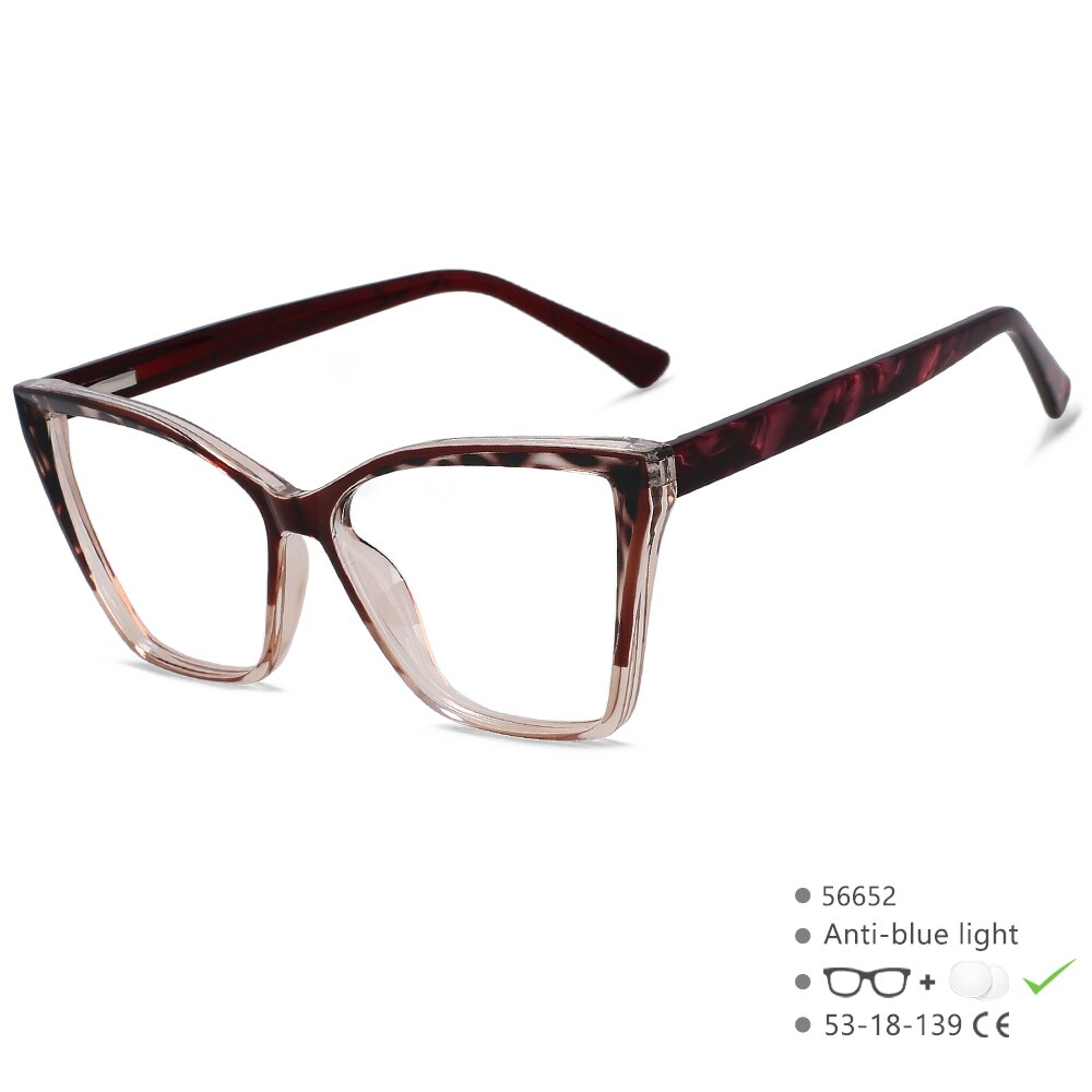 CCspace Unisex Full Rim Large Square Tr 90 Titanium Acetate Eyeglasses 56652 Full Rim CCspace C1Brown
