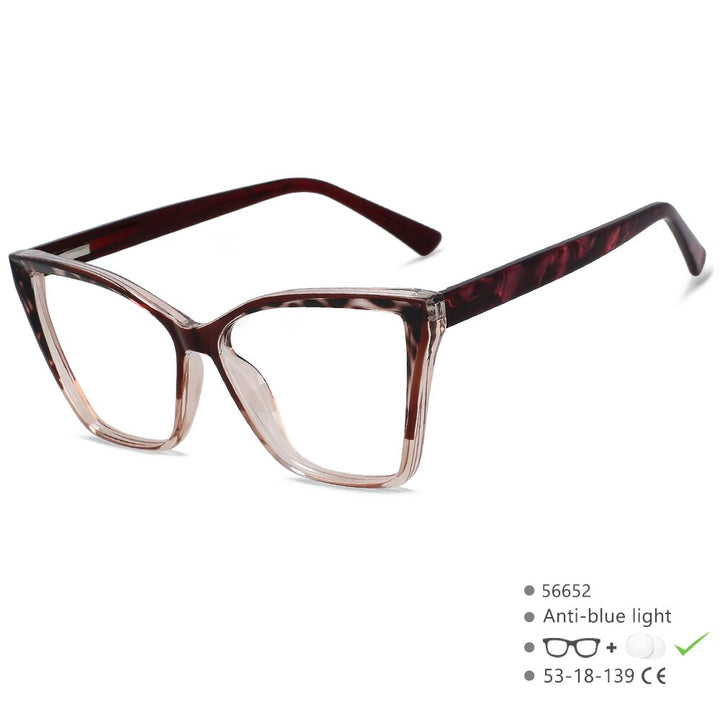 CCspace Unisex Full Rim Large Square Tr 90 Titanium Acetate Eyeglasses 56652 Full Rim CCspace C1Brown
