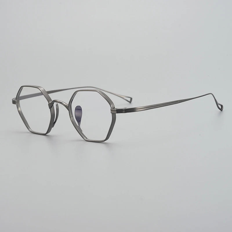 Gatenac Unisex Full Rim Small Polygon Titanium Glasses Gxyj1451 Full Rim Gatenac Gun