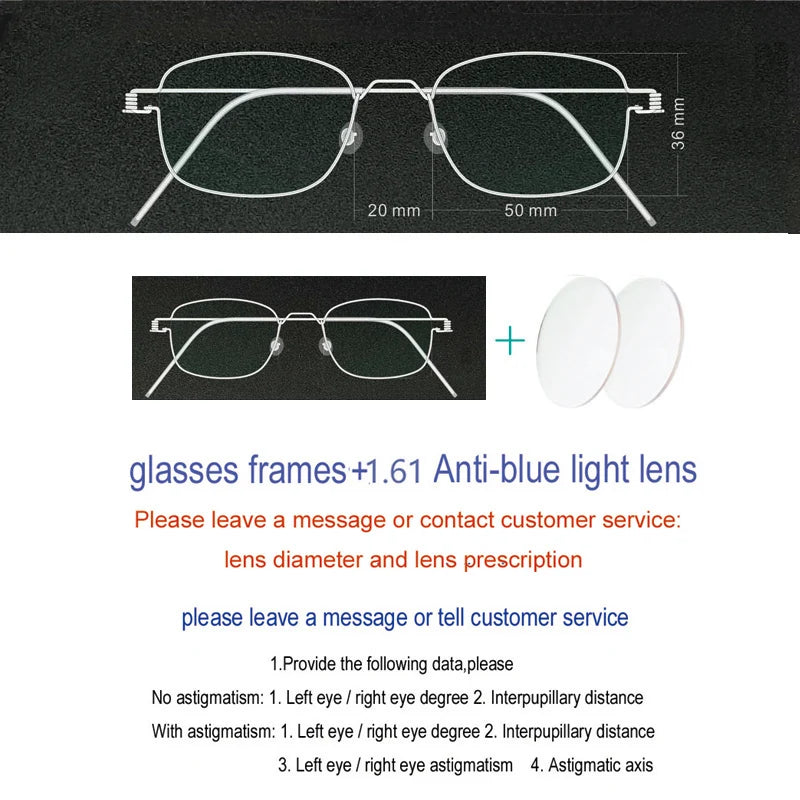 Yujo Unisex Full Rim Oval Square Screwless Steel Eyeglasses 61425