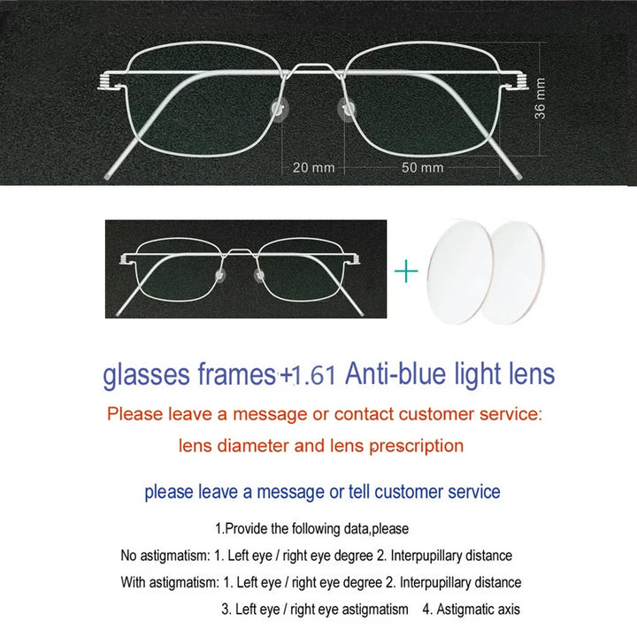 Yujo Unisex Full Rim Oval Square Screwless Steel Eyeglasses 61425