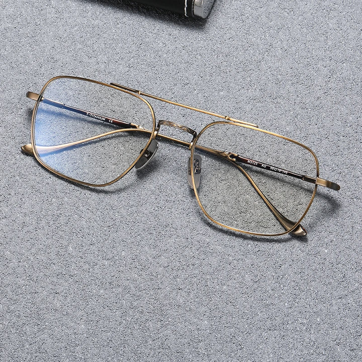 Black Mask Unisex Full Rim Big Square Double Bridge Titanium Eyeglasses B3123 Full Rim Black Mask