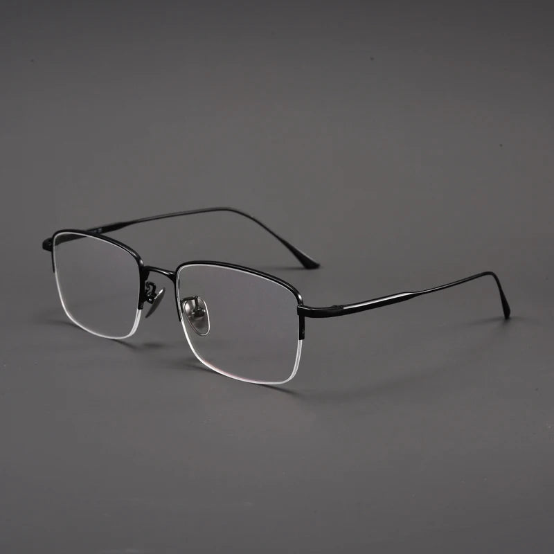 Muzz Unisex Semi Rim Square IP Titanium Eyeglasses 1907 Semi Rim Muzz black