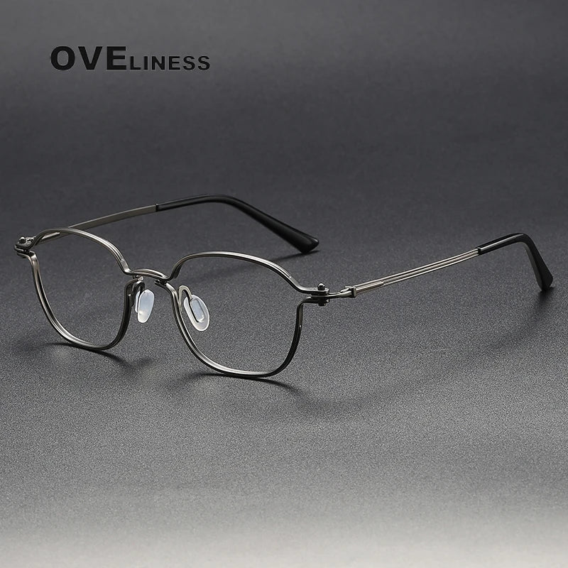 Oveliness Unisex Full Rim Round Titanium Eyeglasses C207 Full Rim Oveliness gun
